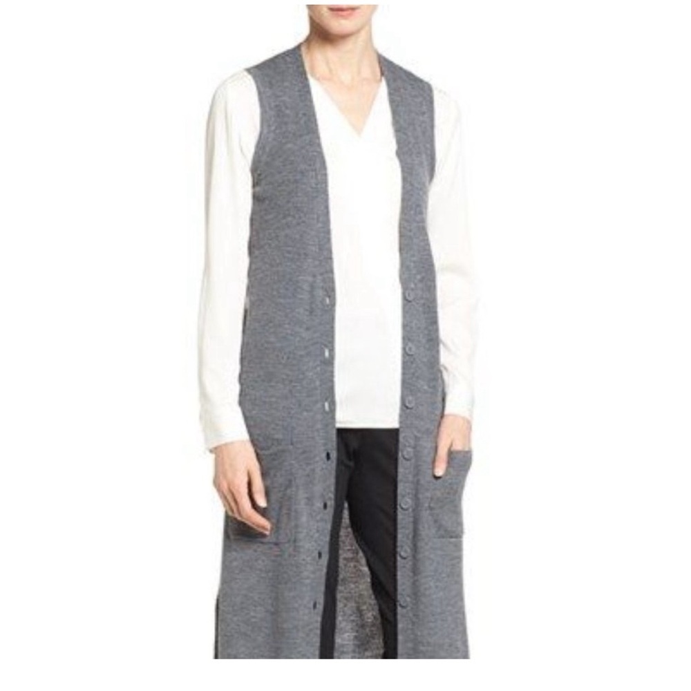 Halogen Long Merino Wool Sweater Vest Size XS